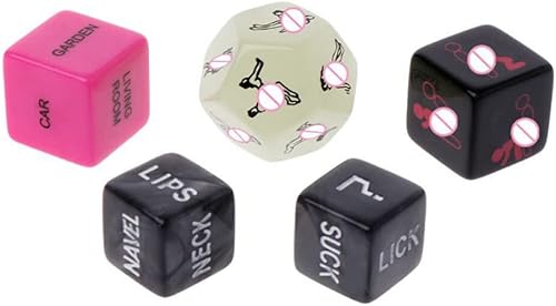 Healifty Juego de 5 dados para juegos de parejas, juego de dados de amor travieso para recién casados