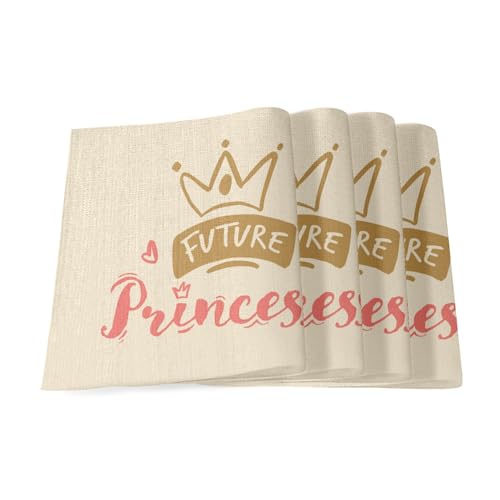 Sets de table en lin enfant princesse conte lot de 4 grand format - 2
