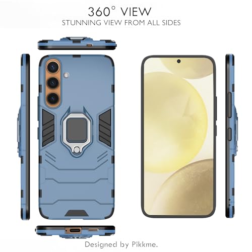 Image of Pikkme Samsung Galaxy S24 5G Back Cover | D5 Tough Armor Bumper | 360 Protection Case | Ring Holder Stand Case for Samsung Galaxy S24 5G (Blue)