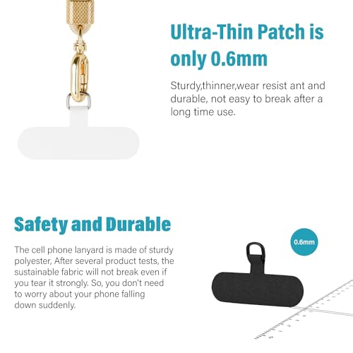 Image of Phone Lanyard 2 Pack - Universal Crossbody Neck Strap with 4 Pads Durable Adjustable Nylon Phone Lanyard for iPhone Samsung and More (Black+Gold)