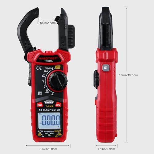 Image of Digital Clamp Meter Multimeter with D-Shaped Jaw, 2000 Counts Amp Voltage Tester Auto-ranging for AC /DC Voltage, AC Current, Capacitance, Resistance, Diode, Continuity