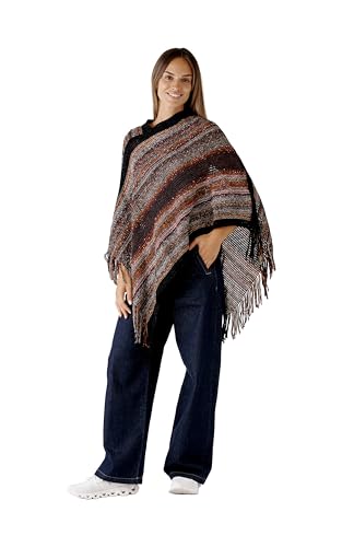 Image of Women's Shawl Wrap Poncho Ruana Cape Cardigan Sweater Open Front for Fall Winter Spring