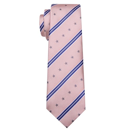 Image of Barry.Wang Silk Men Ties Formal Stripes Necktie and Tie Clip for Wedding Party Business Fashion Classic