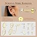 Florideco 14K Gold Plated Earrings for Women Hypoallergenic 20G Surgical Stainless Steel Flat Back Stud Earrings Dainty Stackable Earring Stacks Small Cartilage Earring Sets for Multiple Piercing(G)
