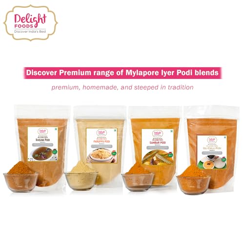Delight Foods Mylapore Iyer's Sambar Podi 350g - Ready Masalas and Podi | Mixed Spices | Tamil Nadu Special | NO PRESERVATIVES | Masala |