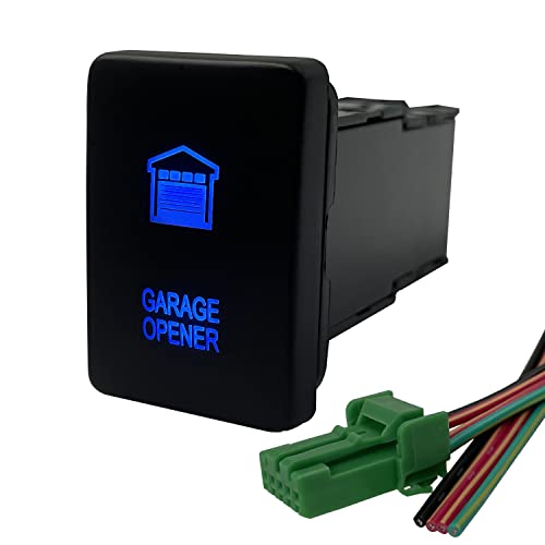 Image of Blue Led Garage Opener Momentary Push Button Switch for Toyota Sequoia Highlander Landcruiser Tacoma 4Runner Highlander 3A 12V (ON)-Off Retractive Button Switch