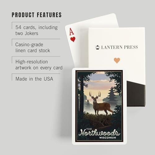 Lantern Press Northwoods Wisconsin 52 Cartas Póker miniatura 3