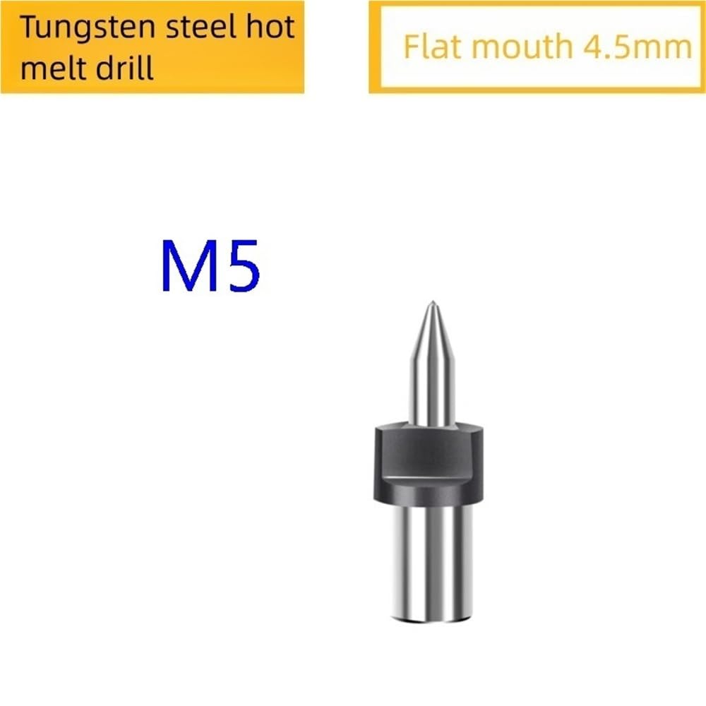 Punta de taladro de carburo Broca corta de fricción térmica forma plana, punta taladro fusión en caliente carburo sólido for hacer agujeros, 1 pieza(M5*4.5mm)