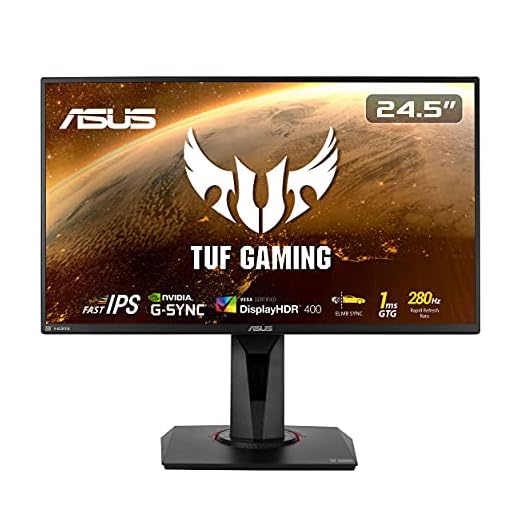 Asus TUF Gaming VG259QM - Monitor gaming de 24.5" FullHD (1920x1080, Fast IPS, 280 Hz, 1 ms GTG, 16:9, LED, ELMB SYNC, G-Sync Compatible, DisplayHDR 400) Negro