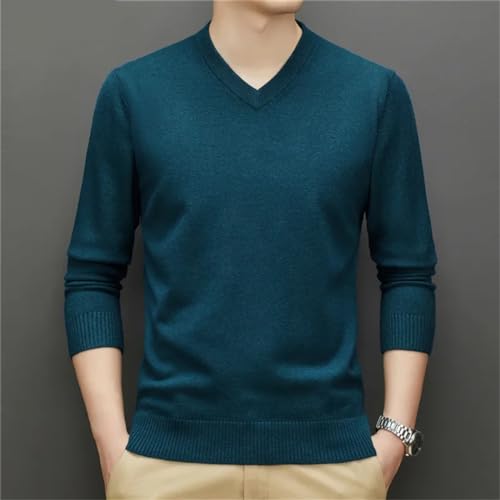 Autumn Winter Men's V-Neck Thick Sweater Business Fashion Solid Color Warm Knit Pullover Male Classic Clothes2