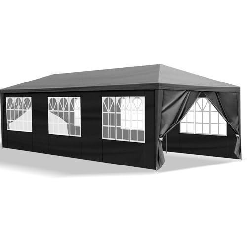 Trygoal 30*10 Canopy Tent, Waterproof Party Tent for Outdoor Events, Black