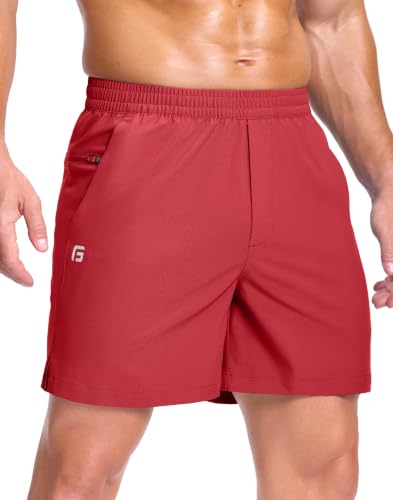 Image of GGJ Men's Lightweight Athletic Shorts with 2 Zipper Pockets 7 inch /9 inch /5 inch Gym Workout Running Quick Dry Tennis Shorts for Men