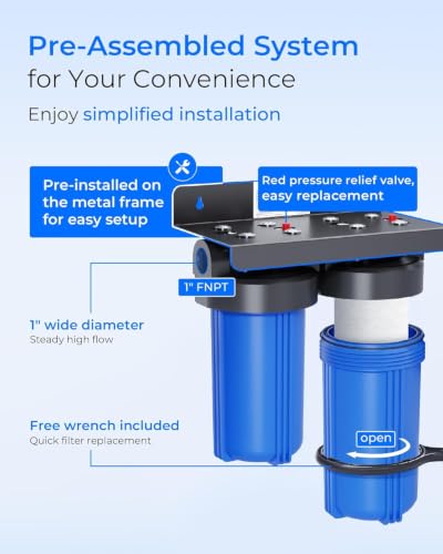 Image of Waterdrop WHF21-SH 2-Stage Whole House Water Filter System, Reduces Iron, Scale, Lead, Chlorine, Taste, 7-Stage Filtration, with Heavy Metal and Anti-Scale Sediment Filter, 5 Micron, 1 inch Inlet /Outlet