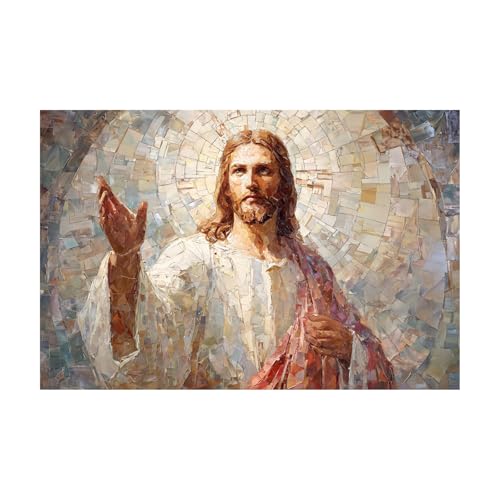 DMZPKZB Arte mural de Jesús Retrato abstracto de Jesús Cuadro decorativo de Cristo orando, Creencia, para sala de estar, dormitorio, decoración de iglesia（Rojo-50x70cm Sin marco