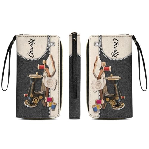 Personalized Sewing Machine Leather Wallet Custom Name Sewing Wallet Funny Mom Purse Gift For Women Mom Grandma Xmas Birthday Anniversary (style 3)3