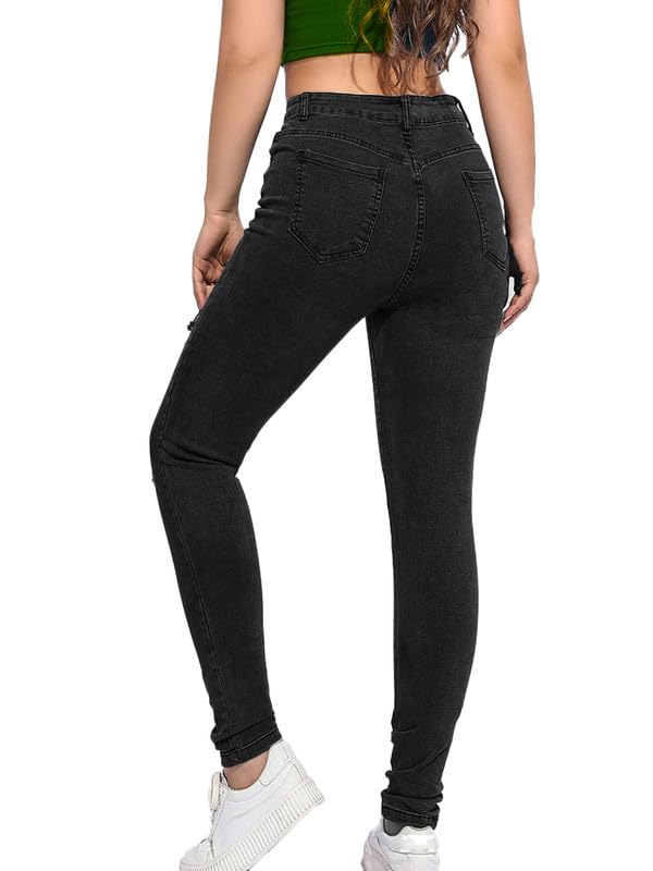 Andongnywell High Waisted Skinny Jeans for Women - Ripped,Distressed Jeans Stretchy Jegging Denim Pants3