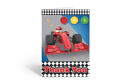 Image of Stonehouse Collection | Red Race Car Thank You Boxed Note Card | USA Made | 10 Race Car Cards and Envelopes (Standard)