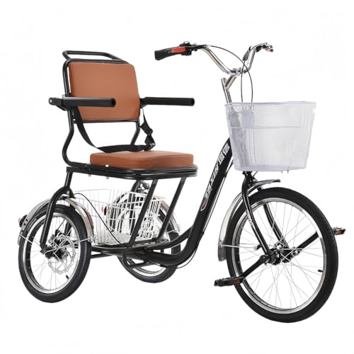 EZweekend 三輪自転車大人用高齢者用高度な転倒防止クルーザーレディース高炭素鋼フレームクルーザー三輪車、、ショッピング、レジャー初心者用自転車高齢者用大人用 (A)