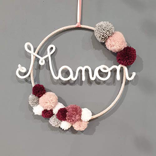 Decoration Murale Personnalisee Pompon Cercle Prenom Enfant Mobile Amazon Fr Produits Handmade