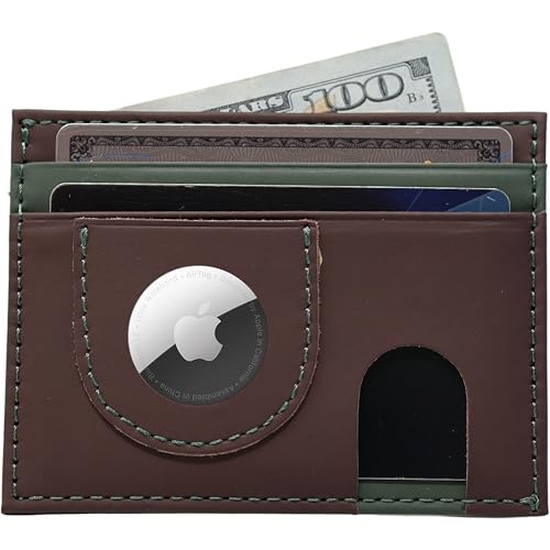Havee Pico Genuine Top Grain Cowhide Leather Card Wallet with AirTag Slot and RFID Blocking Protection - Brown2