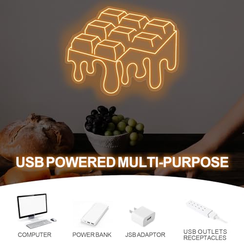 Image of Dripping Chocolate Led Sign, Melting Chocolate Bar Neon Sign For Anniversary Decor,Valentine, Food Neon Lights For Sweet Shop Coffee,Kitchen Restaurant,Kids Baby Bedroom,Game Room