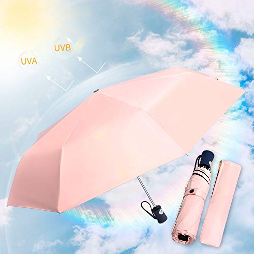 FDJASGY UV Sun Umbrella Compact Folding Travel Umbrella Auto Open Close Compact Folding Rain Umbrellas for Women Men Blocking UV 99.98%