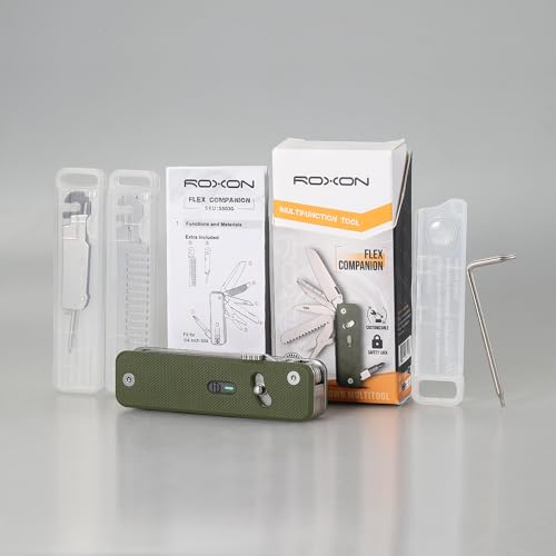 Image of ROXON S503G 9 in 1 Mini Multi Tool EDC Pocket Knife Multitool with G10 Handle,Scissors,Screwdriver,Threader,Awl, Flat Screwdriver,Ruler,Tweezers for Outdoors Fishing Camping,Gifts for Men (Green)
