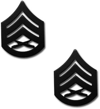 VANGUARD Marine Corps Chevron: Staff Sergeant - Black Metal, Solid Brass