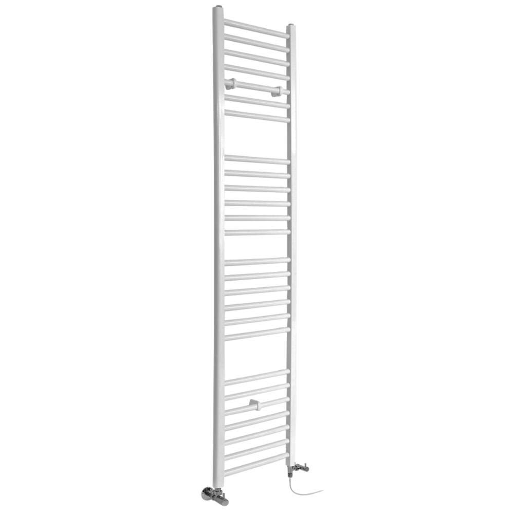 Milano White Ive Dual Fuel Straight Heated Towel Rail - 1800Mm X 400Mm