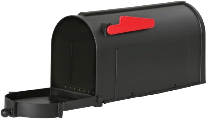 The Ambrose Mailbox, Durable Plastic, Easy to Install, Flag Included, Black