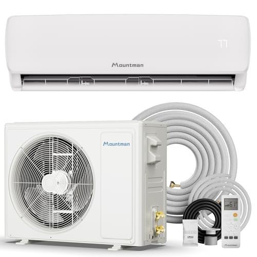 Mountman 12000BTU Mini Split AC/Heating System, 115V 19 SEER2 Energy Efficient Mini Split Air Conditioner with Heat Pump, Cools Up to 750sq.ft, Ductless Inverter AC Unit with Pre-Charged Condenser