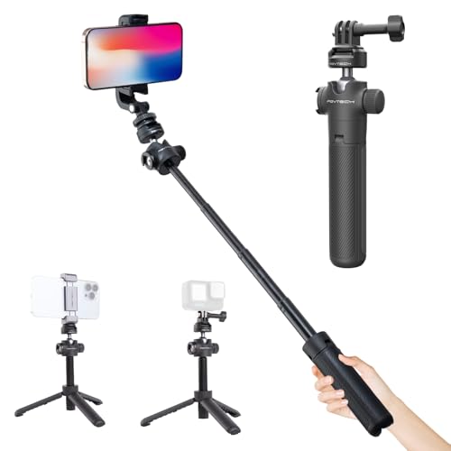 PGYTECH CapLock Action Camera Extension Pole Tripod for OSMO Action 4/3/2, OSMO Pocket 2, Gopro Hero 11/10/9/8, ONE RS/R/X3, XiaoYi, Feiyu Action Camera Quick-Release Design