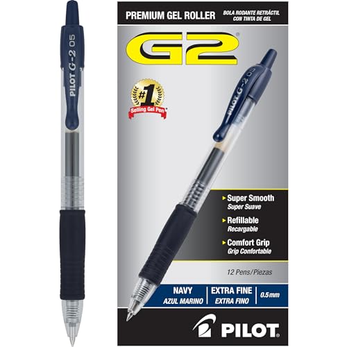 PILOT G2 Premium Retractable Rolling Ball Navy Gel Pens, 0.5mm, 12-Pack - image 1