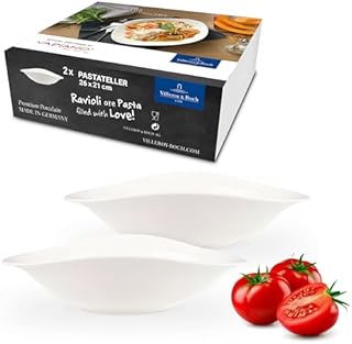 Villeroy & Boch - Vapiano, Zestaw talerzy do makaronu, porcelana, 26 x 21 cm, 2 sztuki, Porcelana Premium, biały