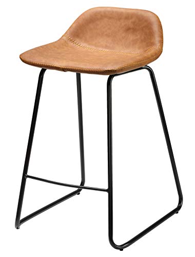 Cortesi Home Ava Counterstools in Saddle Brown faux Leather, 25' High,CH-CS624959