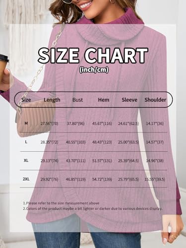 Image of Bulotus Tunic Sweaters for Women 2025 Turtleneck Sweater Pullover Lightweight Warm Tunic Tops for Leggings Loose Fit