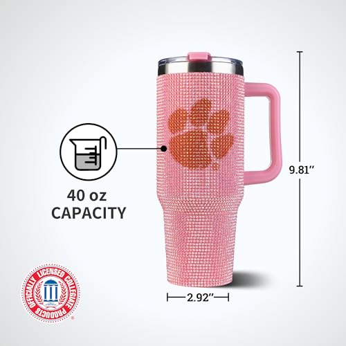 Image of The Memory Company Officially Licensed NCAA - Clemson University 40oz Pink Bling Game Day Tumbler