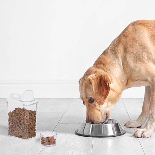 Relaxdays Futter Aufbewahrungsbox, Messbecher, luftdichter Deckel, 1,8 l, Trockenfutter, Müsli, Waschpulver, transparent