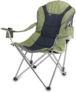 Picnic Time Portable Reclining Camp Chair, Black/Gray