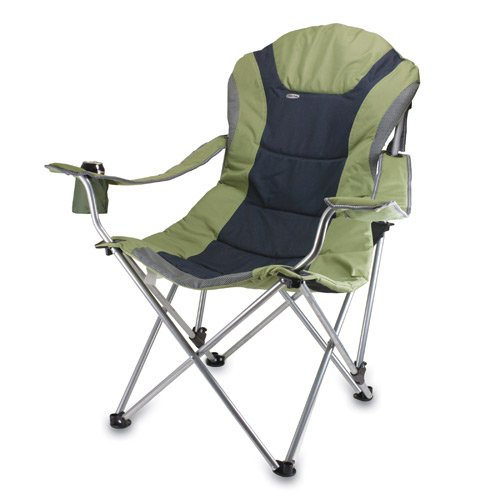 Picnic Time Portable Reclining Camp Chair, Black/Gray