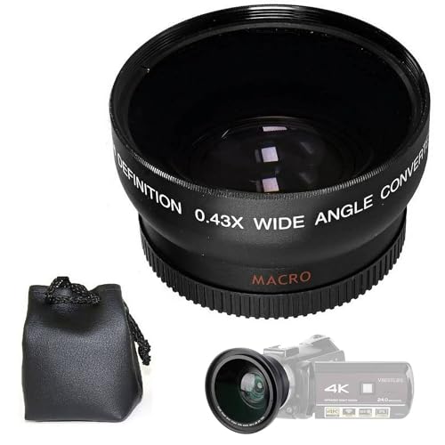 0.43x Wide Angle with Macro Lens for Sony Handycam DCR-SR45 30MM Thread (Ring Adapter Included)
