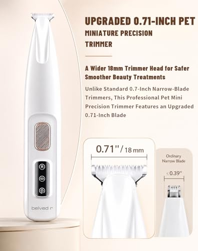 Image of Pet Micro Precision Trimmer - Upgraded 0.71in Blade Dog Hair Trimmer for Grooming Paws Eyes Ears Butt, 50dB Quiet Cordless Shaver, 90 Min Runtime Cat Shaver Grooming Kit