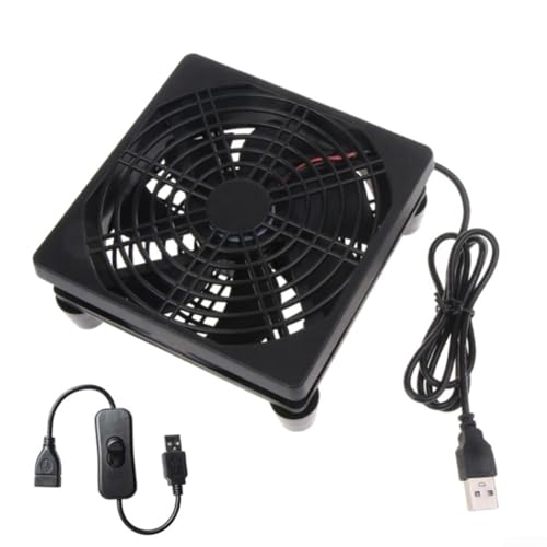 USB 電源式 120mm PC 冷却ファン 高風量 5V ルーター DVR モデム TV ボックス ゲーム機用 ケース換気扇 静音 取り付け簡単 スイッチ付き (ブラック)(B) [2]
