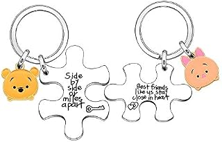 LUXYSODE - Best Friend Keyrings - Side by Side or Miles Apart BFF Gifts Friendship Keyring Set
