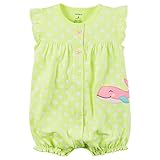 Carters Baby Girls Snap-Up Neon Romper Whale Dot, Green, 3M