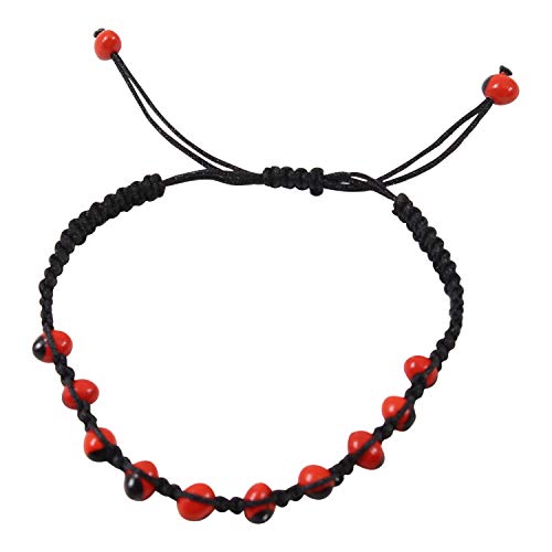 Image of EVELYN BROOKS Adjustable Macrame Ethnic Unisex Good Luck Bracelet w /Meaningful Good Luck Huayruro Seed Beads - Great gifts for HIM & for HER
