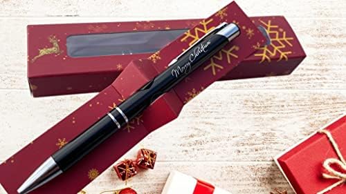 SpoonFromTheMoon Christmas Pen Gift with Box, Laser Engraved Pen, Xmas Pens, Merry Christmas pen with gift box, Boss Pen, Thank You Gift, Engraved Christmas Pen, Black Colour/Black Ink