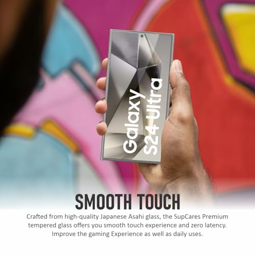 Image of SupCares Privacy Tempered Glass for Samsung Galaxy S24 Ultra (6.8 Inch) With Installation Kit | Military-Grade Gorilla Screen Protector | Edge to Edge Coverage | Black