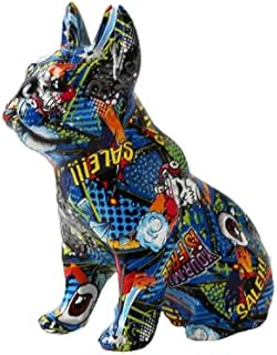 Nordic Painting Art Graffiti Bulldog Dog Creative Resin Crafts Home Decoration Wine Cabinet Office Decor Resin Crafts Gift (RE,9.05x5.51x10.04Inch)