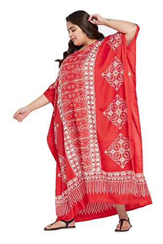 Image of Oussum Plus Size Kaftan Dresses for Women, Polyester Summer Caftan Cover Up Maxi Beach Dress, 1X-3X
